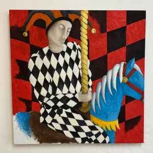CONJUNTO COM DUAS TELAS PINTURA ACRÍLICA EM TELA — ARLEQUIM E COLOMBINA — COLORIDAS, OUSADAS, LINDAS ! — ARTISTA PLÁSTICO H.SALIBA — J063.02