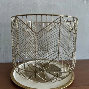 CENTRO DE MESA OU FRUTEIRA – ARAMADO DOURADO – BELÍSSIMO – S001.115