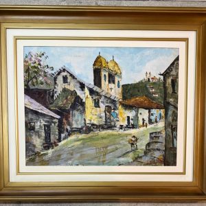 ÓLEO SOBRE TELA – ARTISTA PLÁSTICO DURVAL PEREIRA – OBRA “IGREJAS EM OURO PRETO” – ANOS 1970 — R003.450
