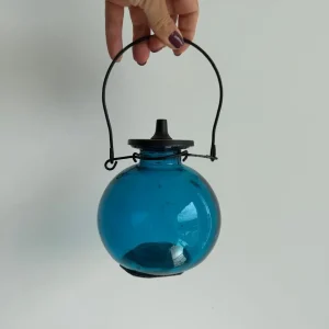 PAR DE LAMPARINAS – VIDRO AZUL + METAL — H019.12