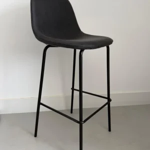 PEÇA ÚNICA – BANQUETA DE FERRO – ASSENTO COURÍSSIMO ESTONADO PRETO – NOVA – PERFEITA! — H019.18