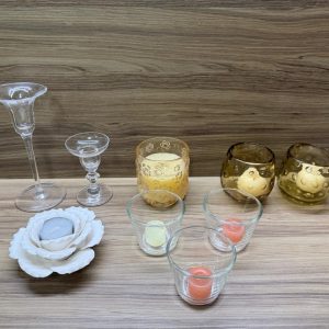 LOTE ÚNICO – CASTIÇAIS VARIADOS – VIDRO, CRISTAL, CERÂMICA — I016.706