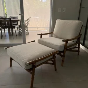 CONJUNTO DE POLTRONA E BANQUETA – RATTAN NATURAL – R103.2-4