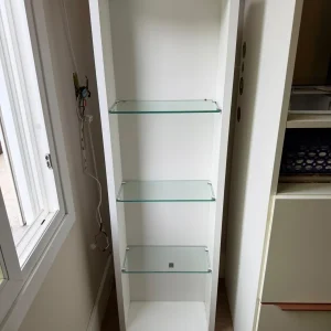 PAR DE NICHOS MDF BRANCO + PRATELEIRAS EM VIDRO – A112-1